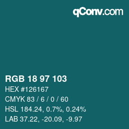 Color code: RGB 18 97 103 | qconv.com