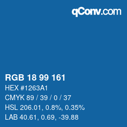 Farbcode: RGB 18 99 161 | qconv.com