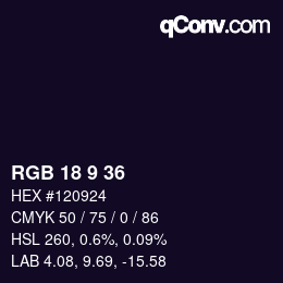 Color code: RGB 18 9 36 | qconv.com