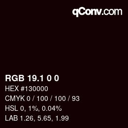 Color code: RGB 19.1 0 0 | qconv.com