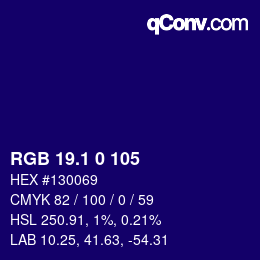カラーコード: RGB 19.1 0 105 | qconv.com