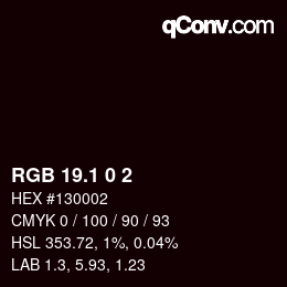 Color code: RGB 19.1 0 2 | qconv.com