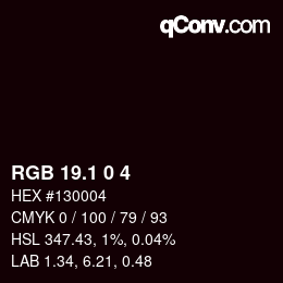 カラーコード: RGB 19.1 0 4 | qconv.com