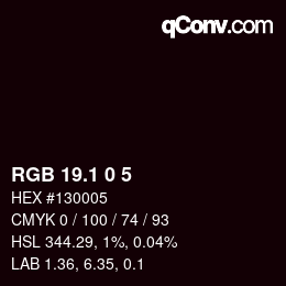 Color code: RGB 19.1 0 5 | qconv.com