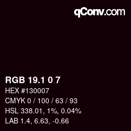 Color code: RGB 19.1 0 7 | qconv.com