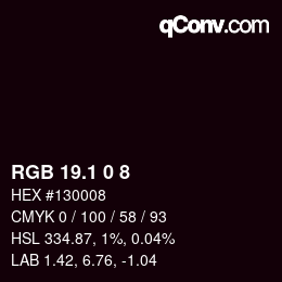 Color code: RGB 19.1 0 8 | qconv.com