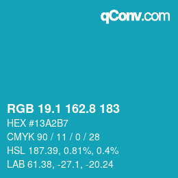 カラーコード: RGB 19.1 162.8 183 | qconv.com