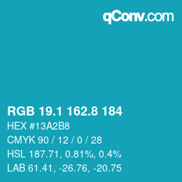 Color code: RGB 19.1 162.8 184 | qconv.com