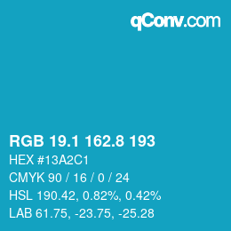 カラーコード: RGB 19.1 162.8 193 | qconv.com