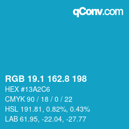 Color code: RGB 19.1 162.8 198 | qconv.com