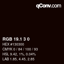 Color code: RGB 19.1 3 0 | qconv.com