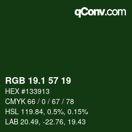 カラーコード: RGB 19.1 57 19 | qconv.com
