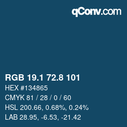 カラーコード: RGB 19.1 72.8 101 | qconv.com