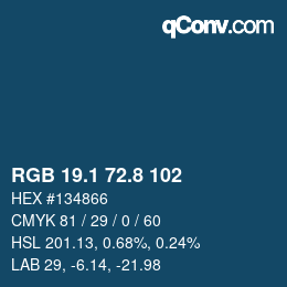 カラーコード: RGB 19.1 72.8 102 | qconv.com