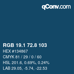 Code couleur: RGB 19.1 72.8 103 | qconv.com