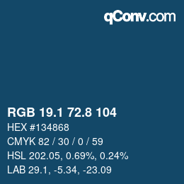 Color code: RGB 19.1 72.8 104 | qconv.com
