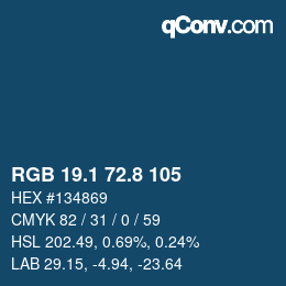 Color code: RGB 19.1 72.8 105 | qconv.com