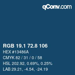 カラーコード: RGB 19.1 72.8 106 | qconv.com