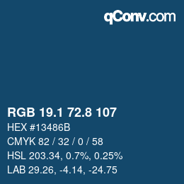 カラーコード: RGB 19.1 72.8 107 | qconv.com
