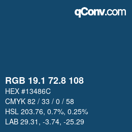 カラーコード: RGB 19.1 72.8 108 | qconv.com