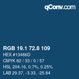 Color code: RGB 19.1 72.8 109 | qconv.com