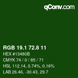 カラーコード: RGB 19.1 72.8 11 | qconv.com