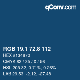 カラーコード: RGB 19.1 72.8 112 | qconv.com