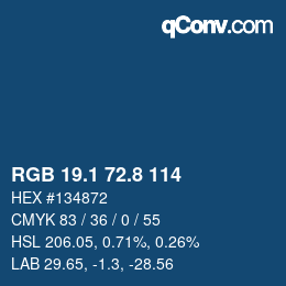 カラーコード: RGB 19.1 72.8 114 | qconv.com