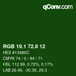 カラーコード: RGB 19.1 72.8 12 | qconv.com