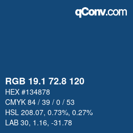 Color code: RGB 19.1 72.8 120 | qconv.com