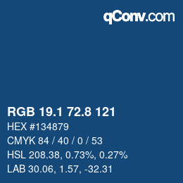 カラーコード: RGB 19.1 72.8 121 | qconv.com