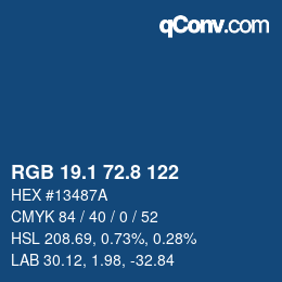 Color code: RGB 19.1 72.8 122 | qconv.com