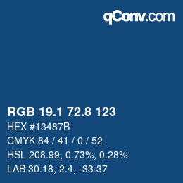 Color code: RGB 19.1 72.8 123 | qconv.com