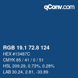 Color code: RGB 19.1 72.8 124 | qconv.com