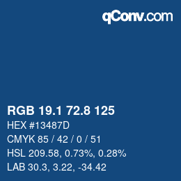 Color code: RGB 19.1 72.8 125 | qconv.com