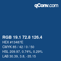 カラーコード: RGB 19.1 72.8 126.4 | qconv.com