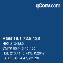 Color code: RGB 19.1 72.8 128 | qconv.com