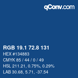 Color code: RGB 19.1 72.8 131 | qconv.com