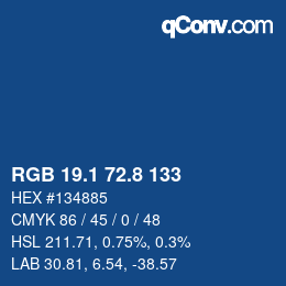 カラーコード: RGB 19.1 72.8 133 | qconv.com