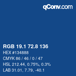 カラーコード: RGB 19.1 72.8 136 | qconv.com