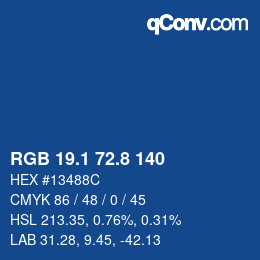 Farbcode: RGB 19.1 72.8 140 | qconv.com