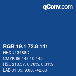Color code: RGB 19.1 72.8 141 | qconv.com