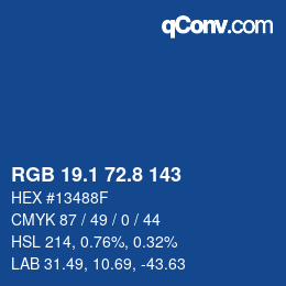 カラーコード: RGB 19.1 72.8 143 | qconv.com