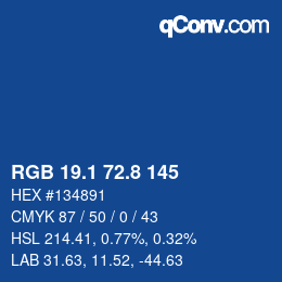 Color code: RGB 19.1 72.8 145 | qconv.com