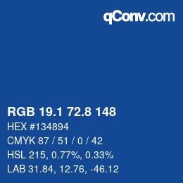 Farbcode: RGB 19.1 72.8 148 | qconv.com