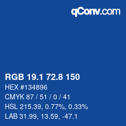 カラーコード: RGB 19.1 72.8 150 | qconv.com