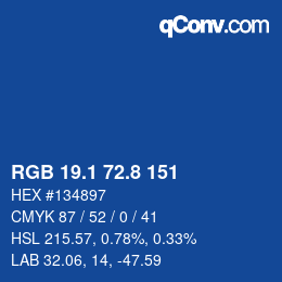 カラーコード: RGB 19.1 72.8 151 | qconv.com
