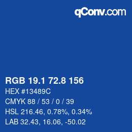 Color code: RGB 19.1 72.8 156 | qconv.com