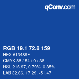 Color code: RGB 19.1 72.8 159 | qconv.com