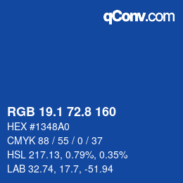 Color code: RGB 19.1 72.8 160 | qconv.com